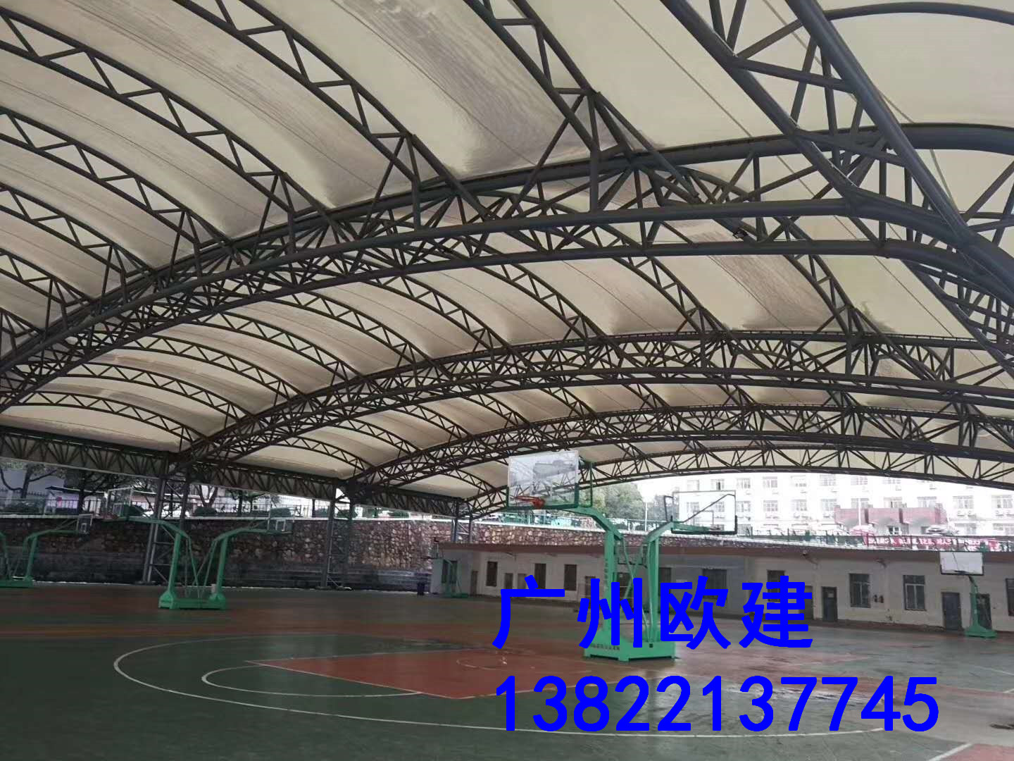 PTFE膜材籃球場(chǎng)雨棚 PTFE膜材籃球場(chǎng)雨棚